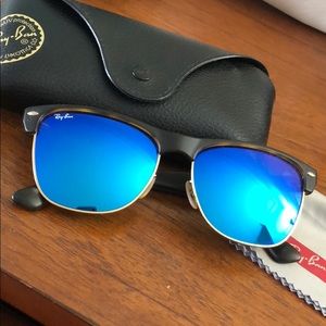 Ray Ban tortoise wayfarers with blue mirrored lens